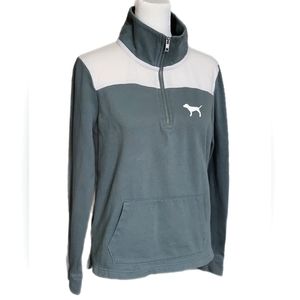 Victoria's Secret PINK 1/4 zip high collar fleece puppy dog sweatshirt pullover